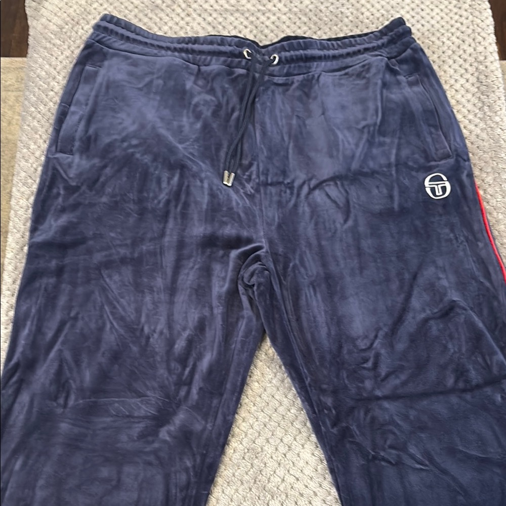 Sergio Tacchini Men's Blue Velour Track Pants
